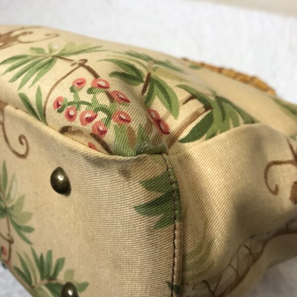 Isabella Fiori Vintage Monkey Palm Tree Tropical Beaded Hand Bag Bamboo Handles - Picture 8 of 16